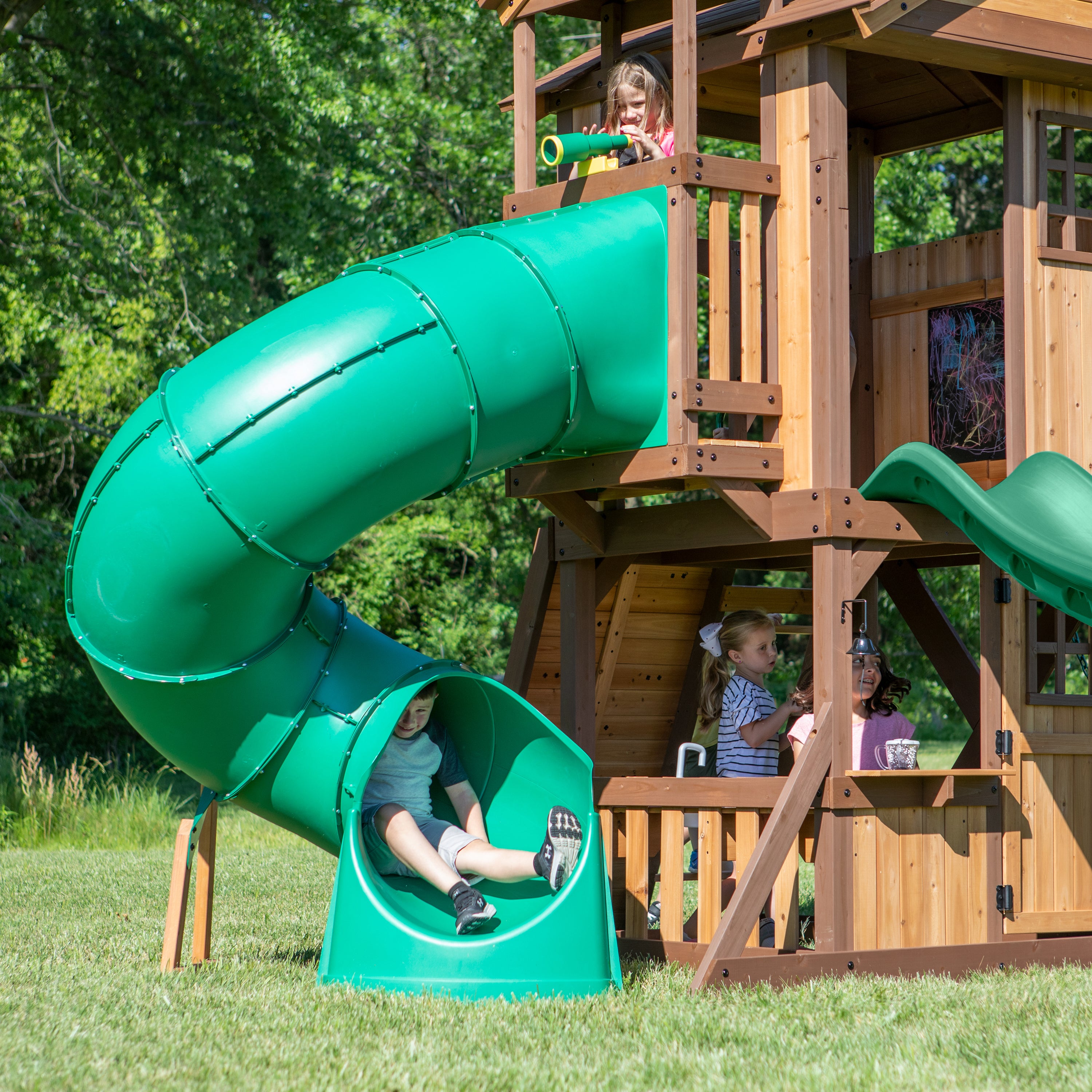 Tacoma Falls Swing Set spiral tube slide