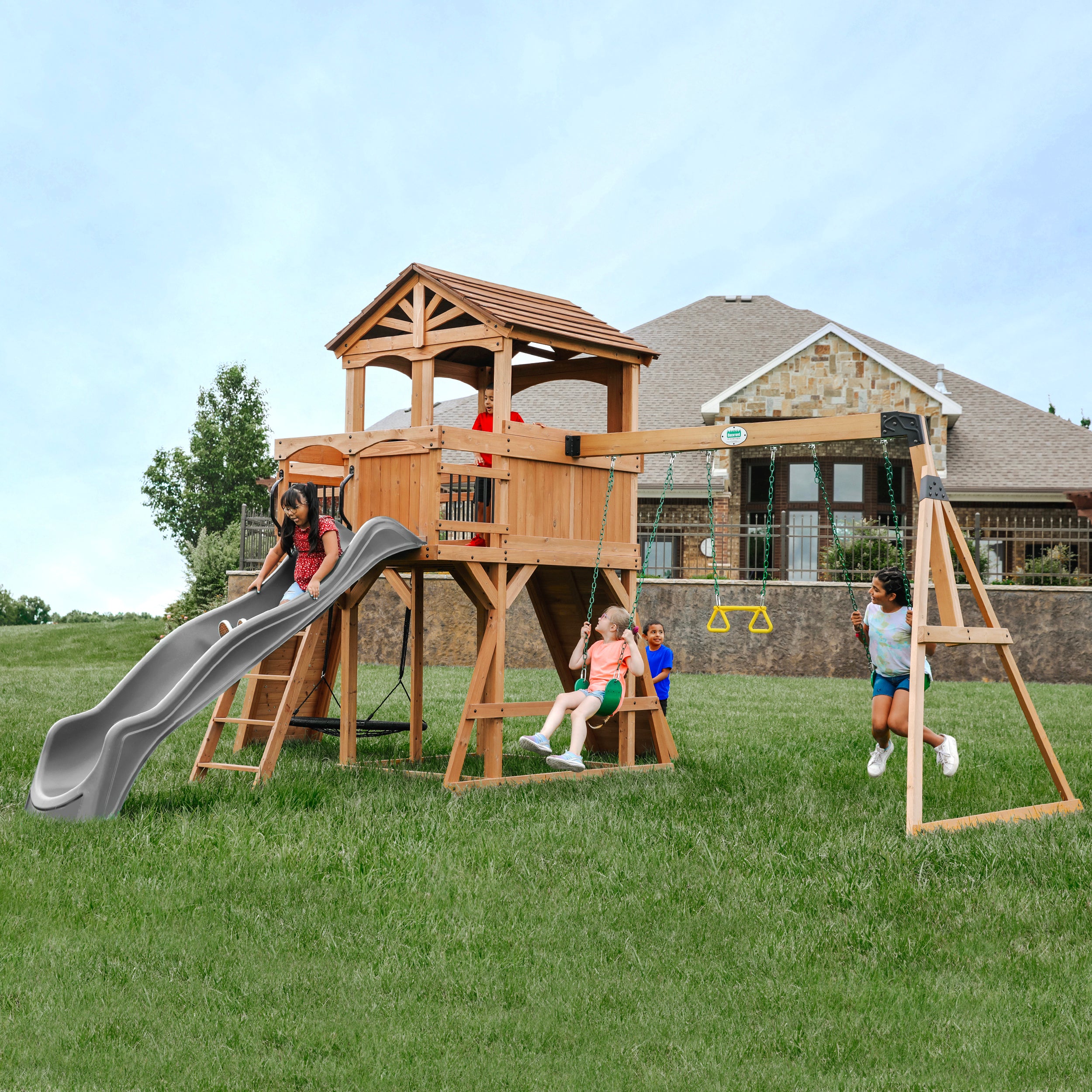 Sterling Point Gray Slide Swing Set
